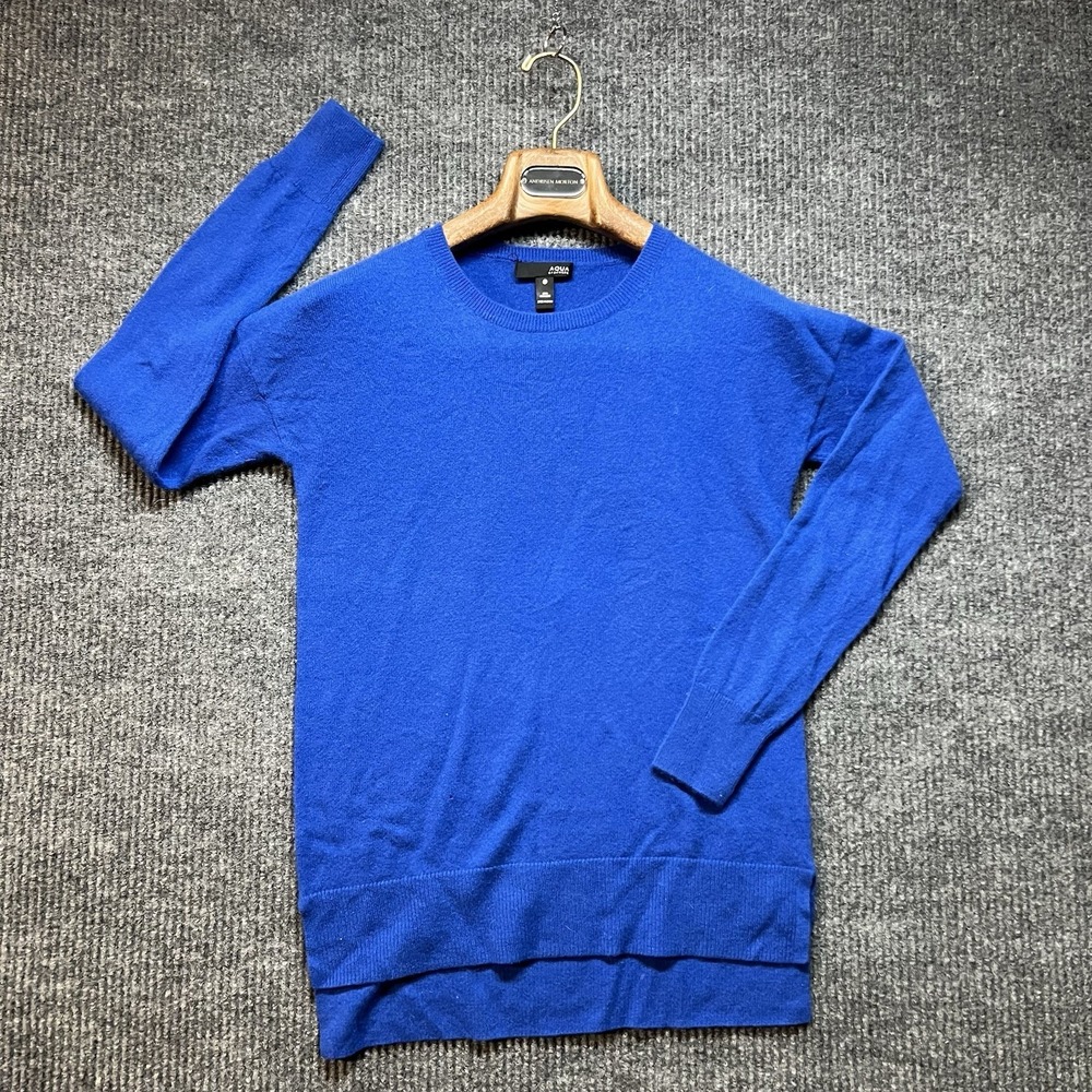 Aqua Cashmere Long Sleeve‎ Crewneck Sweater Women's Size M Blue 100% Cashmere
